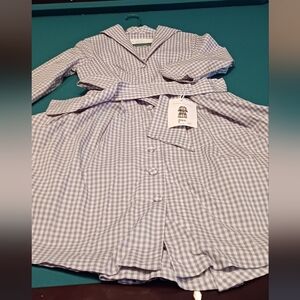 Lesley Evers Grace dress in pale blue and white gingham